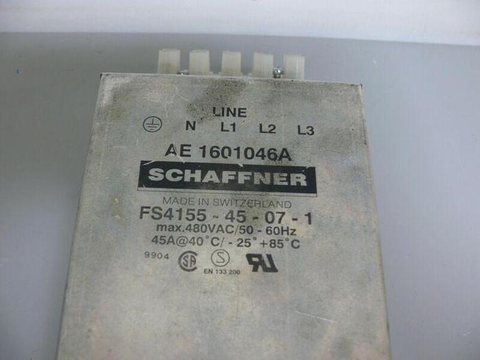Used Schaffner AE 1601046A Power Line Filter w/ 30 amp Breakers FS4155-45-07-1