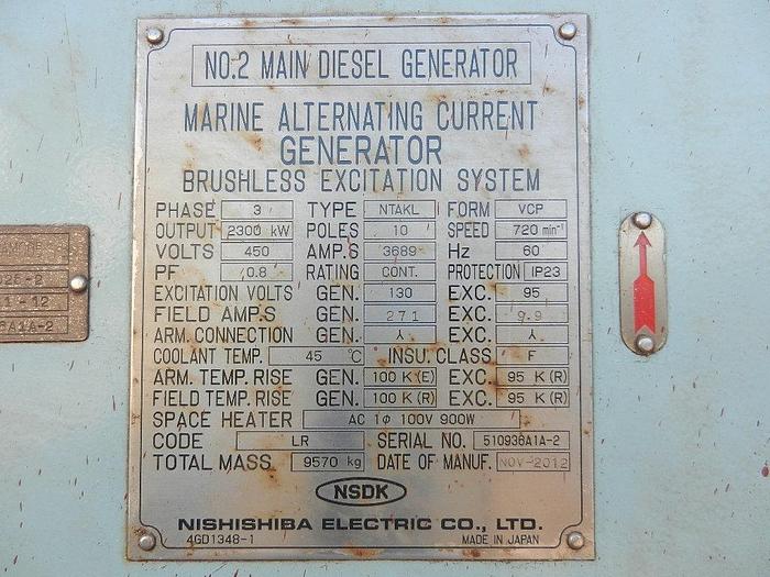 Used Yanmar 8EY26LW generator in very good condition.