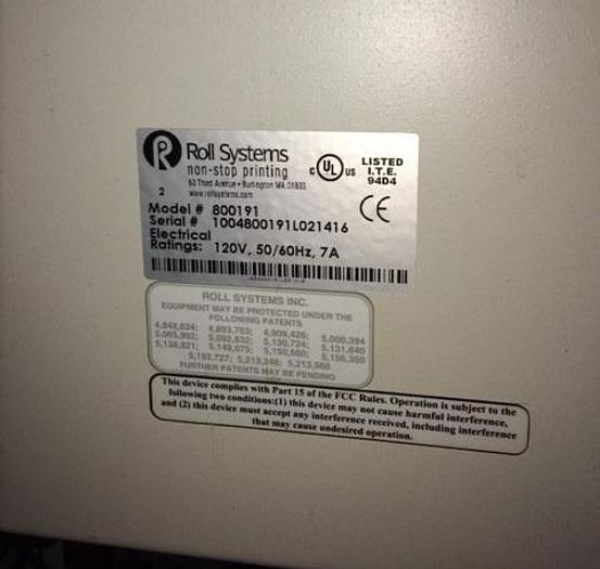 Used 35" ROLL SYSTEMS NON-STOP PRINTING UNWIND STAND MODEL 800190