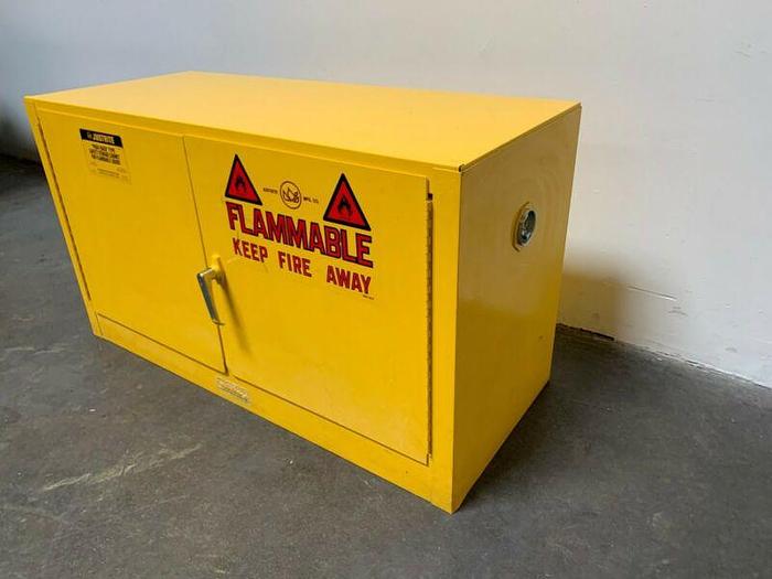 Used Justrite 43" x 18" x 25" 30 Gallon Piggy-Back Flammable Liquid Storage Cabinet