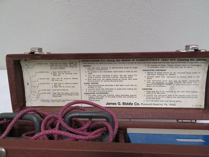 Used James G. Biddle Co Mark IV Conductivity Test Kit Catalog No. 260560
