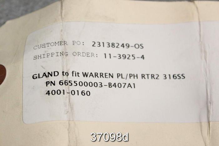 Unused Warren PL/PH Packing Gland, Rotor Size 2, 655Q0003 #37098