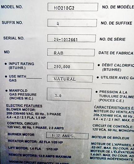 Used USED HOBART® HO210G2 DOUBLE RACK GAS OVEN