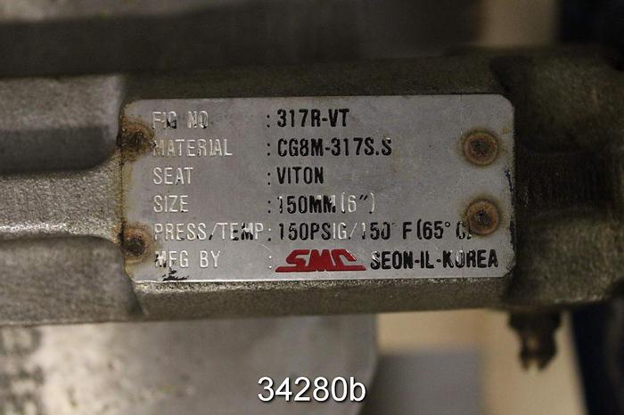 Used SMC 6" Hand Operated Knife Gate Valve #34280