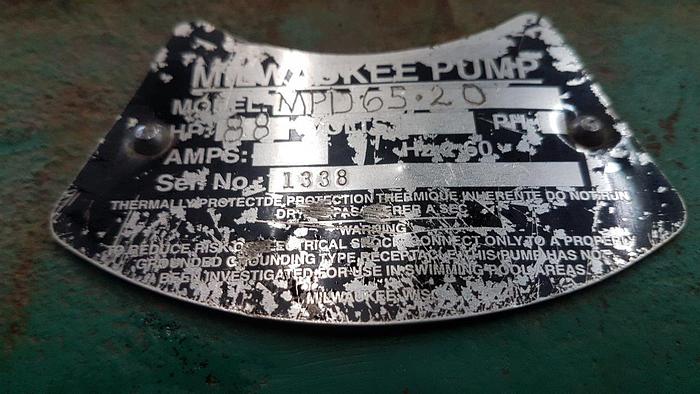 Used Milwaukee Pump MPD65-20 Triplex Piston Pump