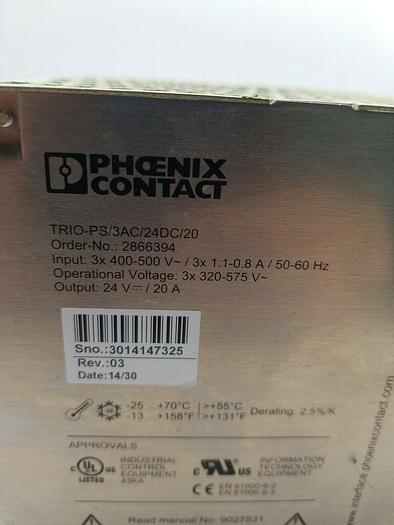 Used PHOENIX CONTACT TRIO-PS/3AC/24DC/20 POWER SUPPLY