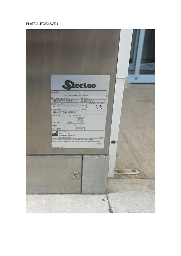 Usado Autoclave de vapor Steelco modelo VS262649/2L de doble puerta