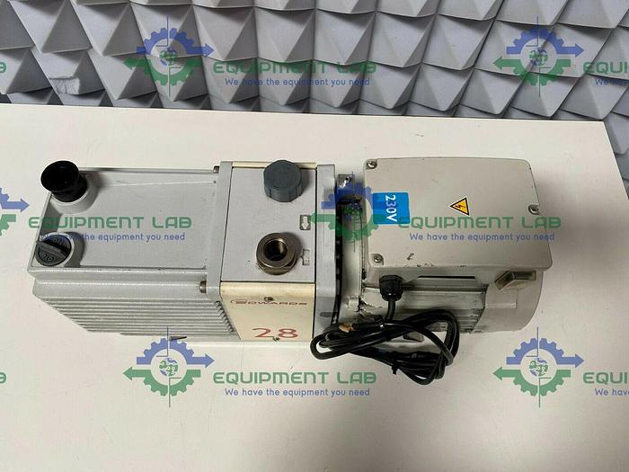 Used Edwards E2M28 Rotary Vacuum Pump 21 CFM w/ 1.2 HP Motor 240V