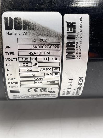 Used Dorner 827-002, 42A7BFPM. Motovario 6587036-044