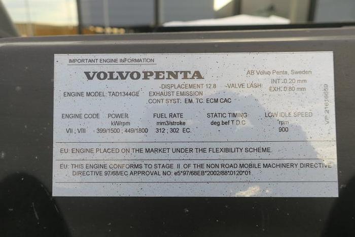 Used 2012 Volvo TAD1344GE - 455 KVA