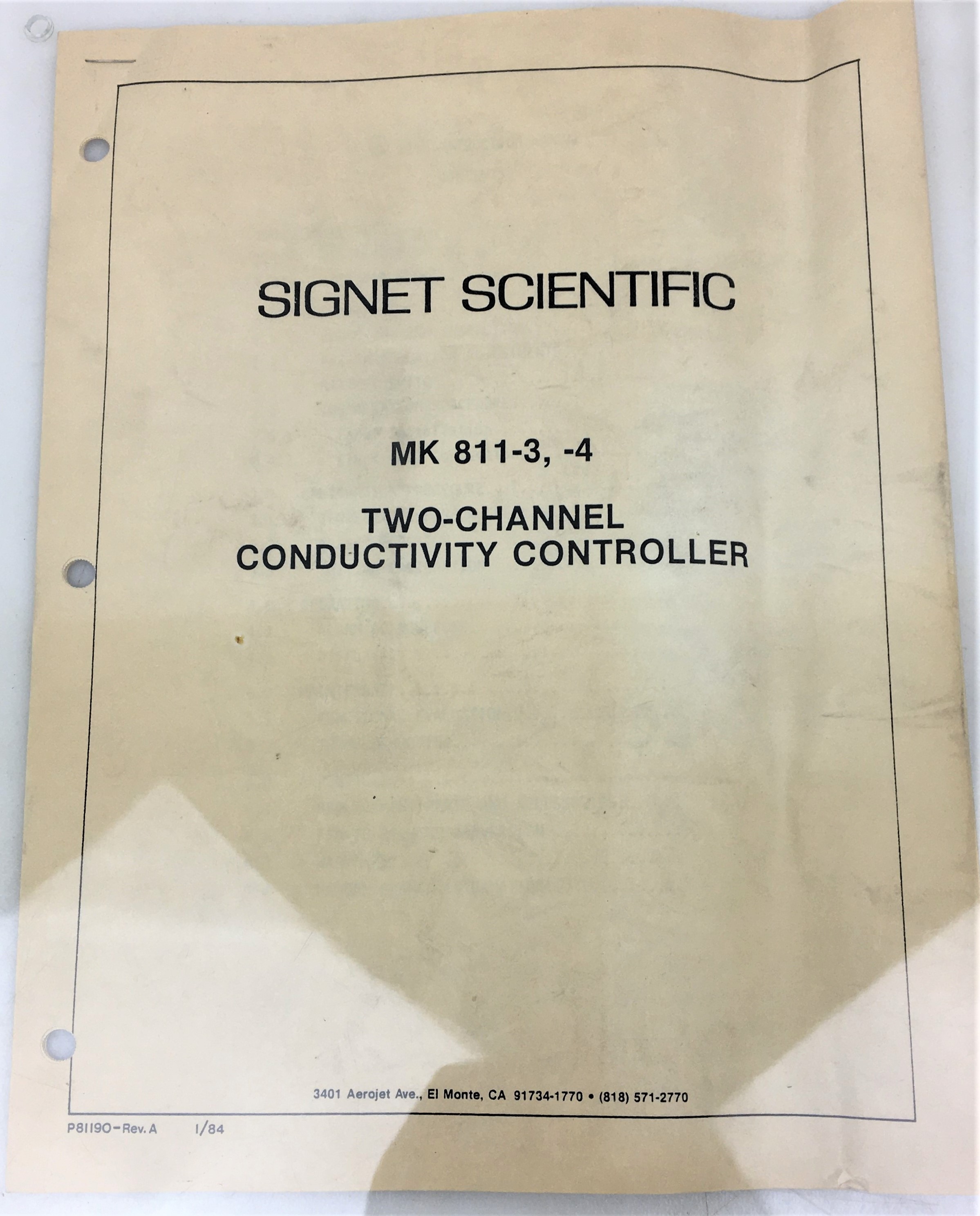 New Open Box Signet MK811A-3 Conductivity Controller with Sensor
