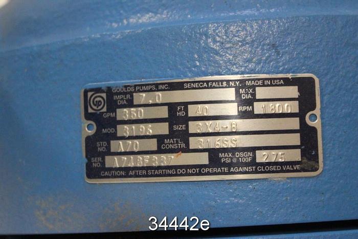 Unused Goulds 3196 Pump, 3x4x8 #34442