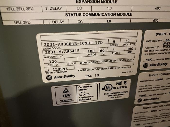 Used ALLEN BRADLEY ELECTROGAURD 2031-A0300JB-1CNET-1TD