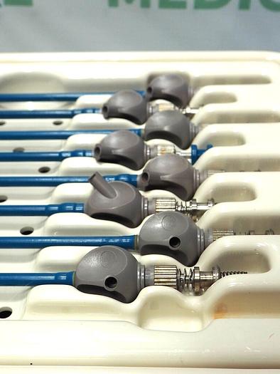 Used 1-1010: Conmed Laparoscopic DetachaTip 5mm Instruments Set With 8 Attachments & Tray
