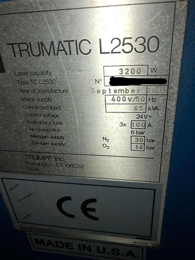 Used 2005 TRUMPF L2530 Plus 3.2KW