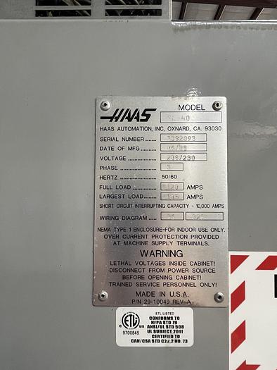 Used 2008 HAAS SL-40TB 7" Big Bore CNC Turning Center