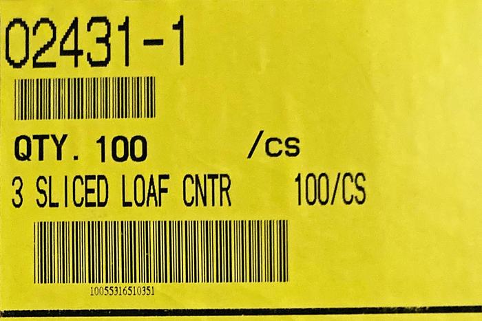 NEW, in-the-box — Commercial Packaging: 3 Sliced Loaf Center See-Thru Clamshell