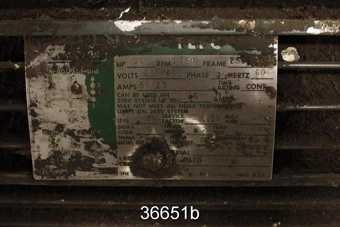 Used Lincoln 20 Hp Ac Motor, 460 Volt, 1750 Rpm #36651
