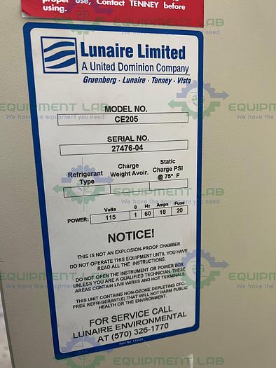 Used Lunaire / Tenney CE205 Bench Top Oven 225°C w/ Stand 115V