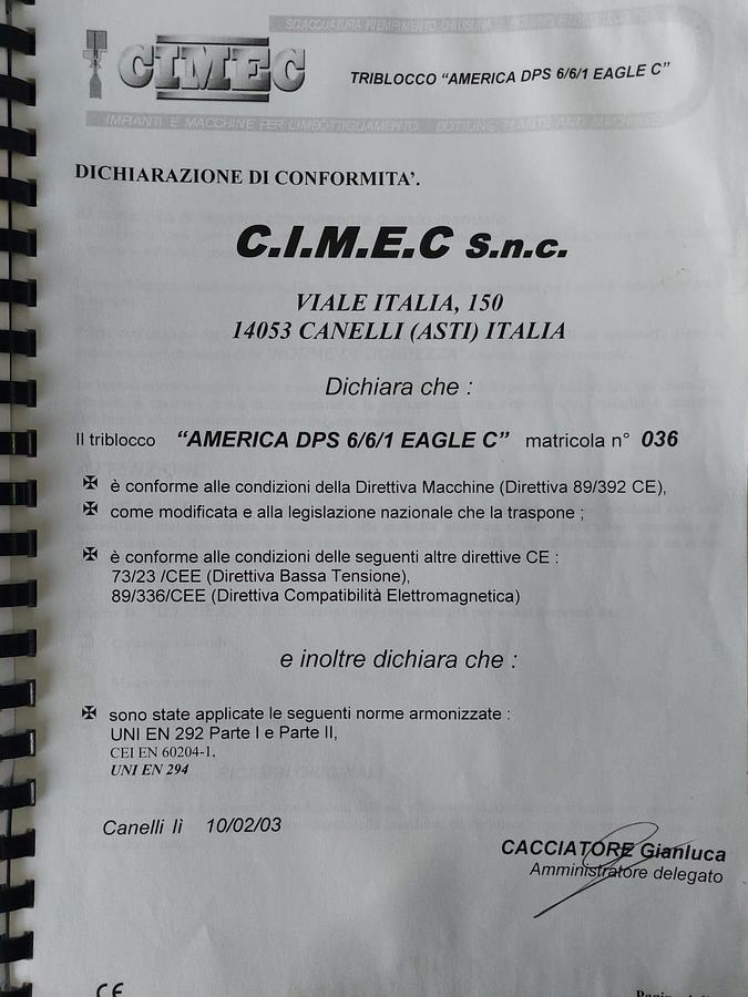 Usato 2003 CIMEC Isobarik Tribloc 6-6-1