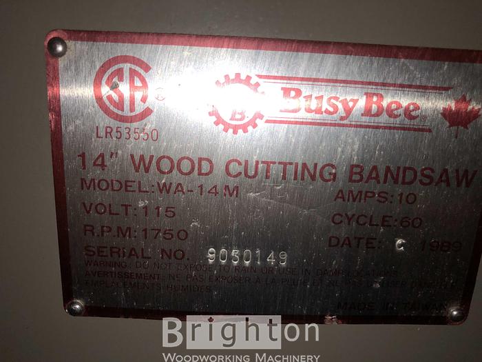 Used Busy Bee used 14 inch Band Saw
