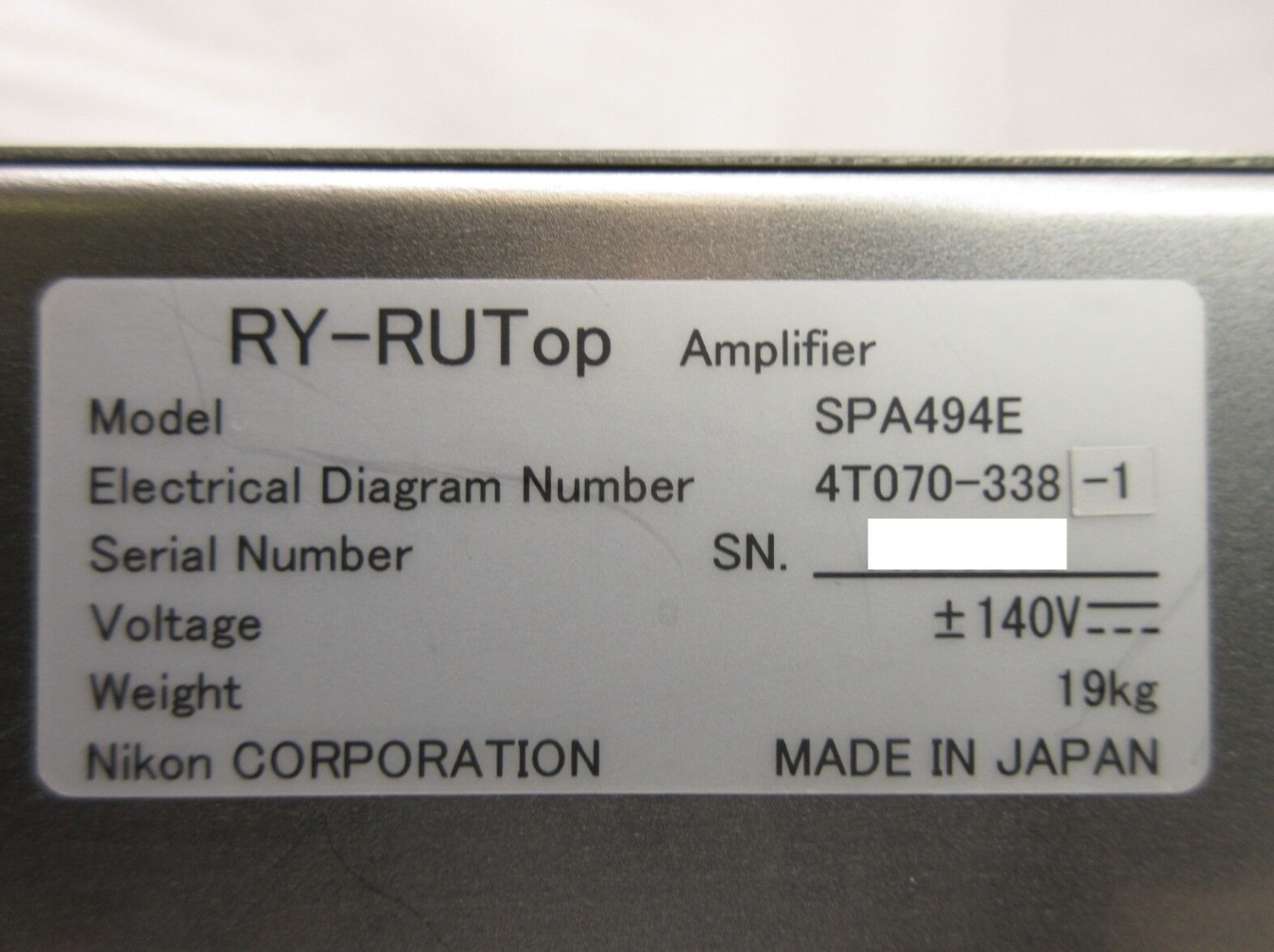 Used Nikon 4T070-338-1 RY-RUTop Amplifier SPA494E NSR-S620D ArF Immersion Used