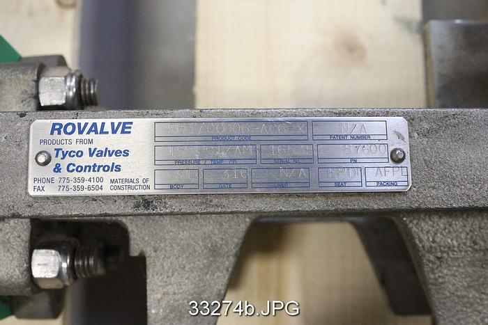 Unused Rovalve 8" Air Operated Knife Gate Valve #33274