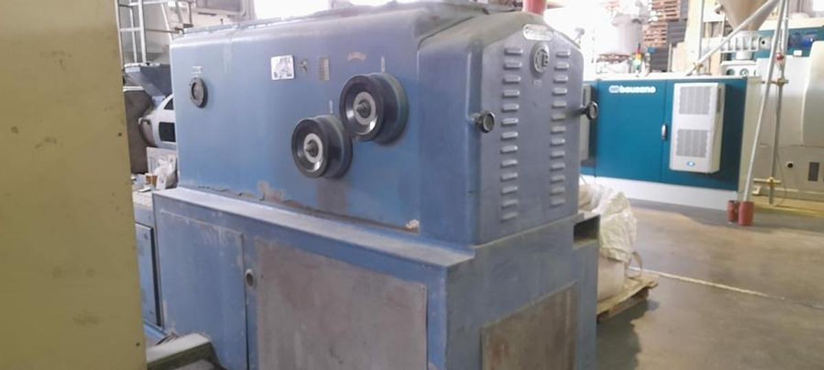 Usato EB2151 Estrusore bivite BAUSANO 146-19 completo di cambilfiltro, taglierina e raffreddatore per granuli in PVC