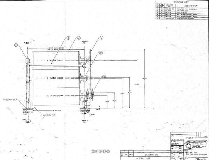 Used Black Clawson  Dryer Section Of 97 Dryers Total, Including (12) Black Clawson 42" Dia 75 Psig Dryers, And (85) Black Clawson 48" Dia 125 Psig Dryers.  All Dryer Cans Have 120" Face. #26699