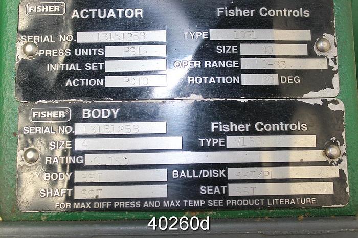 Used Fisher V150 4" Vee Ball Control Valve #40260