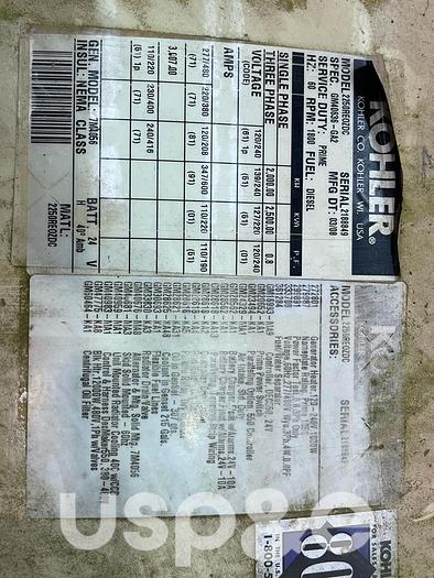 2 MW 2007 New Kohler 2250REOZDC Diesel Generator