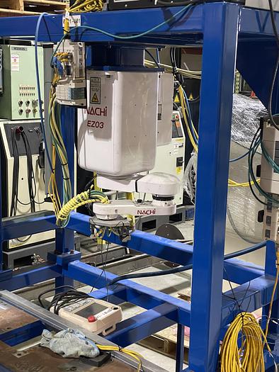 Used NACHI EZ03 INVERTED 4 AXIS SCARA ROBOT MOUNTED IN FABRICATED STAND WITH CONTROLLER