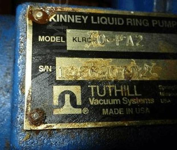 Used KINNEY MODEL KLRC-40FA2 LIQUID RING VACUUM PUMP – C/I – T-316L S/S