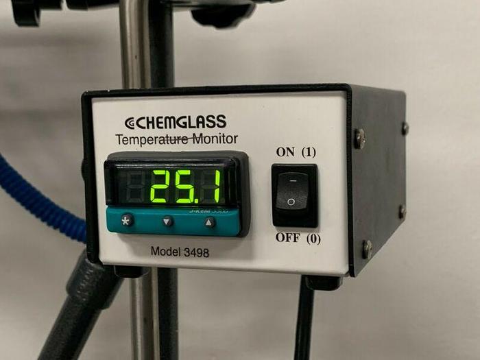 Used Chemglass 20 Liter Jacketed Glass Reactor w/ Chemglass Digital Overhead Stirrer