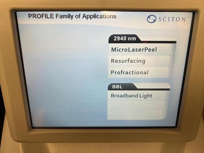 Used 2010 Sciton Profile w/ Erbium Contour 2940 Profractional XC ,Micro LaserPeel, 1064 YAG & BBL w/ ST