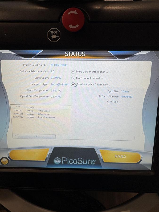 Used 2015 Cynosure PicoSure Laser 755 nm Tattoo removal Wrinkles Acne scars