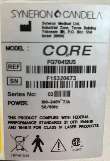 Used Candela Co2re Core Co2 Laser