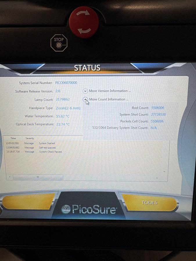 Used 2015 Cynosure PicoSure Laser 755 nm Tattoo removal Wrinkles Acne scars