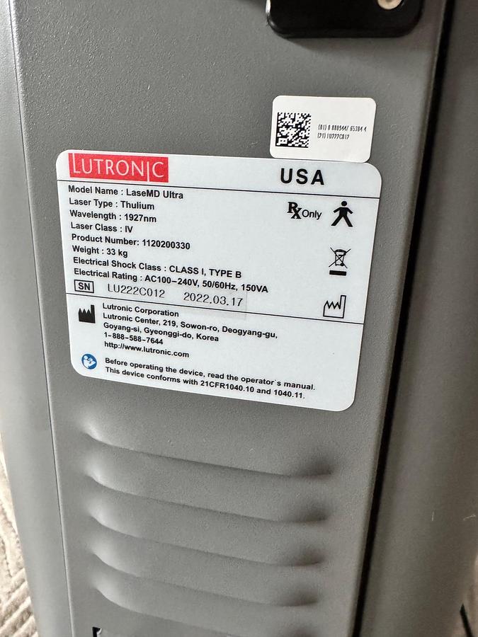 Used 2022 Lutronic LaseMD Ultra Thulium 1927 nm Laser ~ Warranty ~ Very low Use ~
