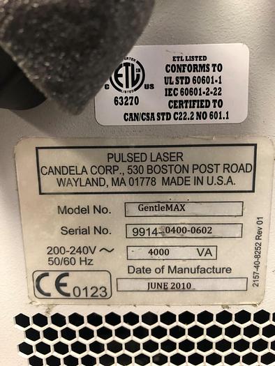 Used Candela GentleMax 755/106nm ~Hair removal~Skin Rejuvenation~Warranty