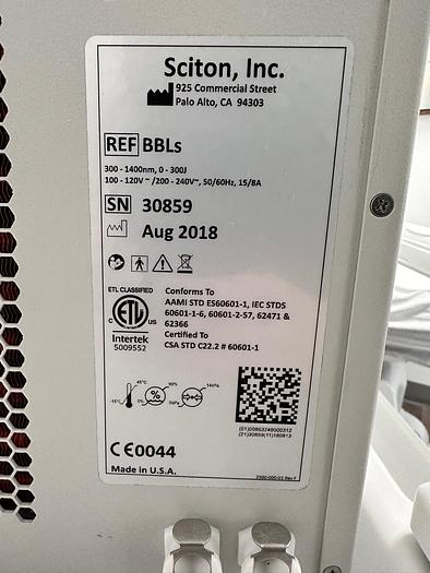 Used 2018 Sciton BBLs ~Vasular & Pigmented Lessions~ IPL ~ Forever Bare~ Warranty