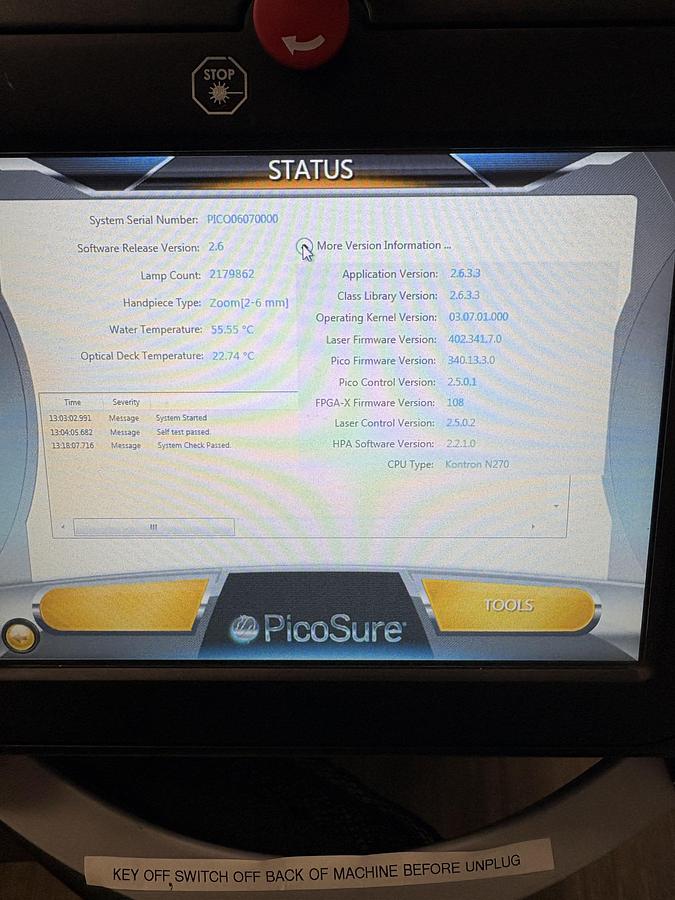 Used 2015 Cynosure PicoSure Laser 755 nm Tattoo removal Wrinkles Acne scars