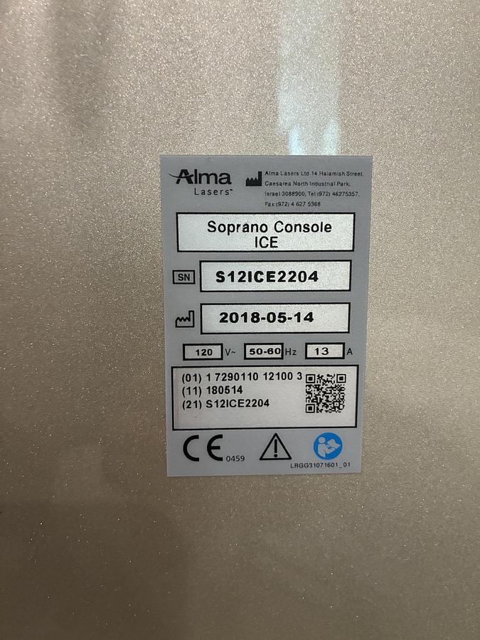 Used 2018 Alma Soprano ICE Hair removal Laser 810 Diode
