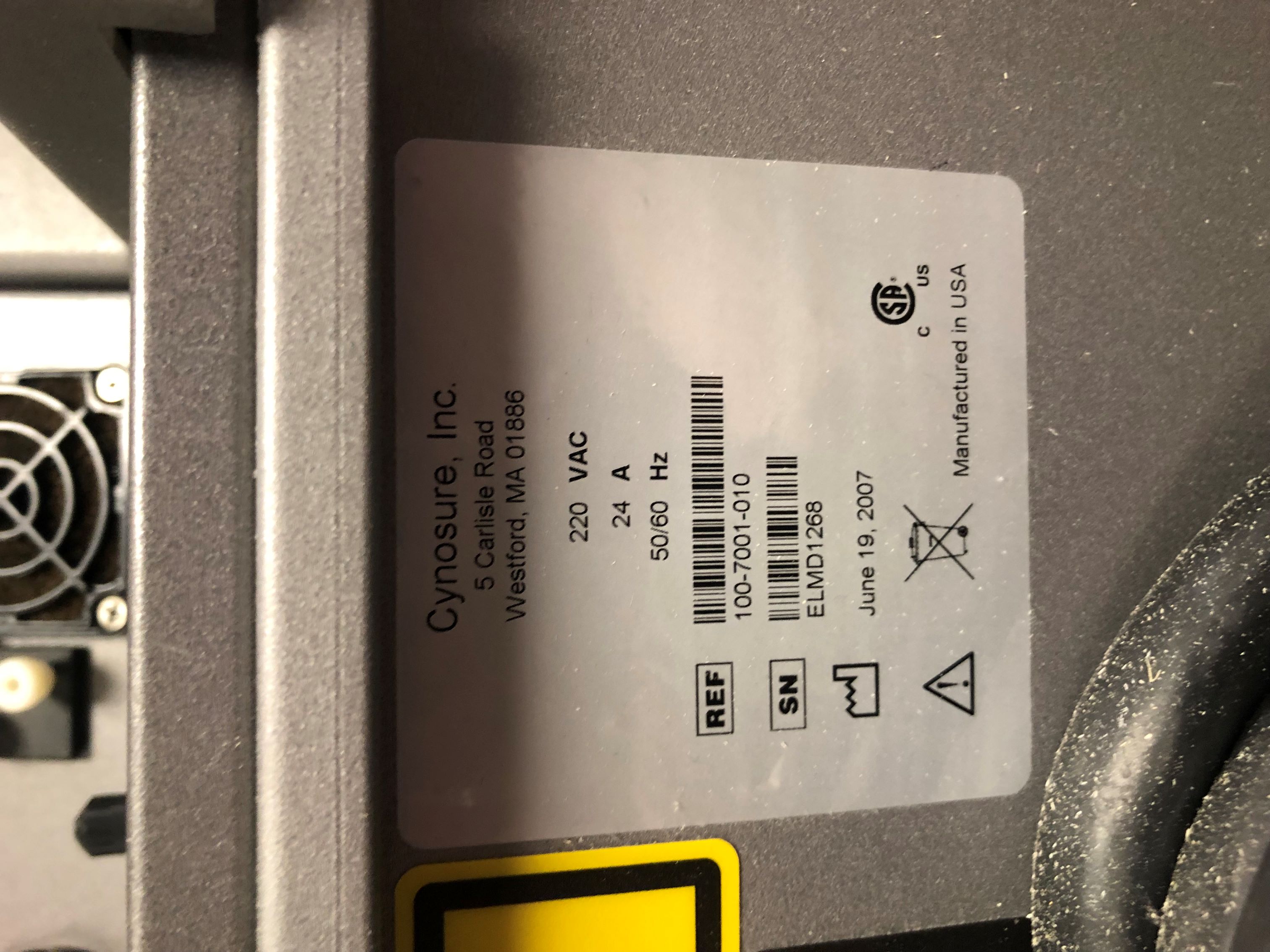 Used 2007 Cynosure Apogee Elite ELMD 1064 and 755 NM Hair removal Laser