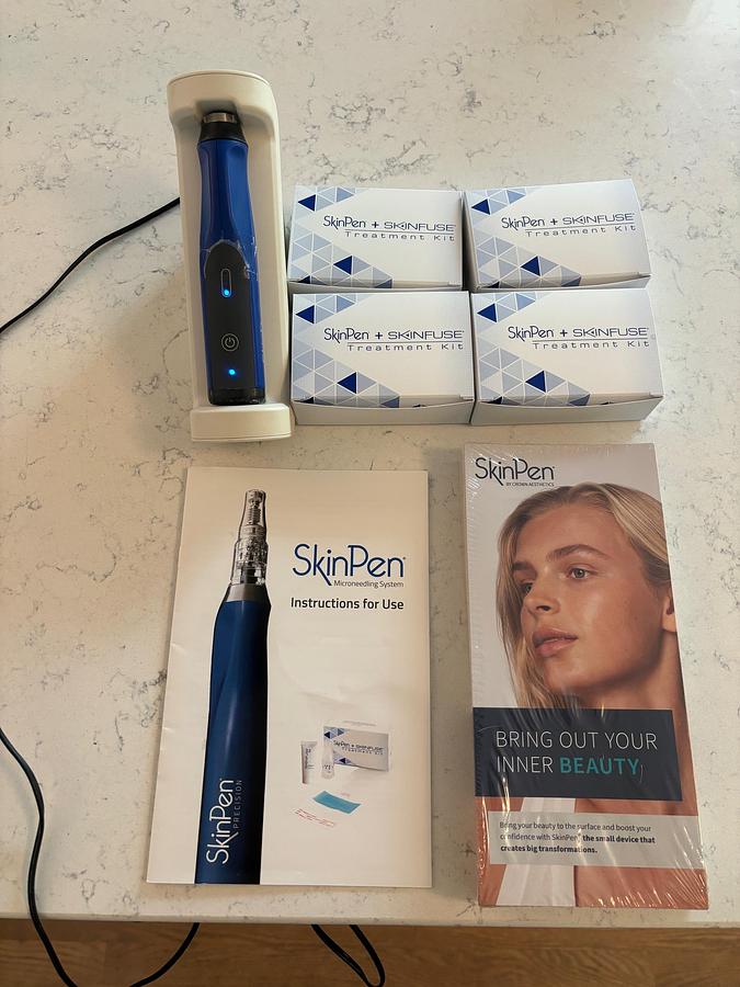 Used SkinPen + SkinFuse Skin Precisison Pen ~ w/ 4 treatmwnt kits, manual, treatment brochures ~