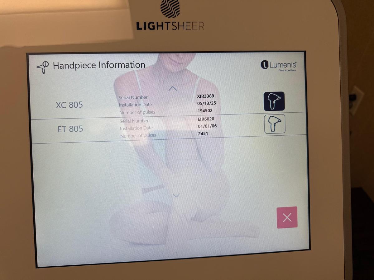 Used 2020 Lumenis Quattro with XC 805 and ET Hand Pieces, Hair removal, Pigmented Lesions, Vascular lesions