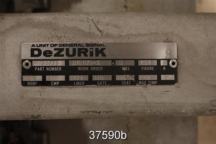 Used Dezurik 8" V-Port Hand Operated Knife Gate Valve #37590