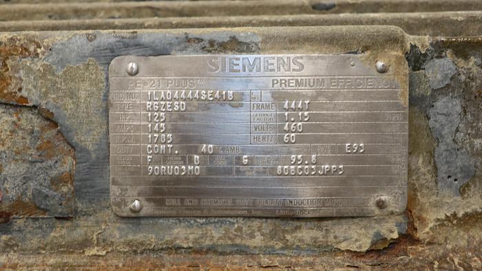 Used Siemens 125 HP A/C Motor #44441