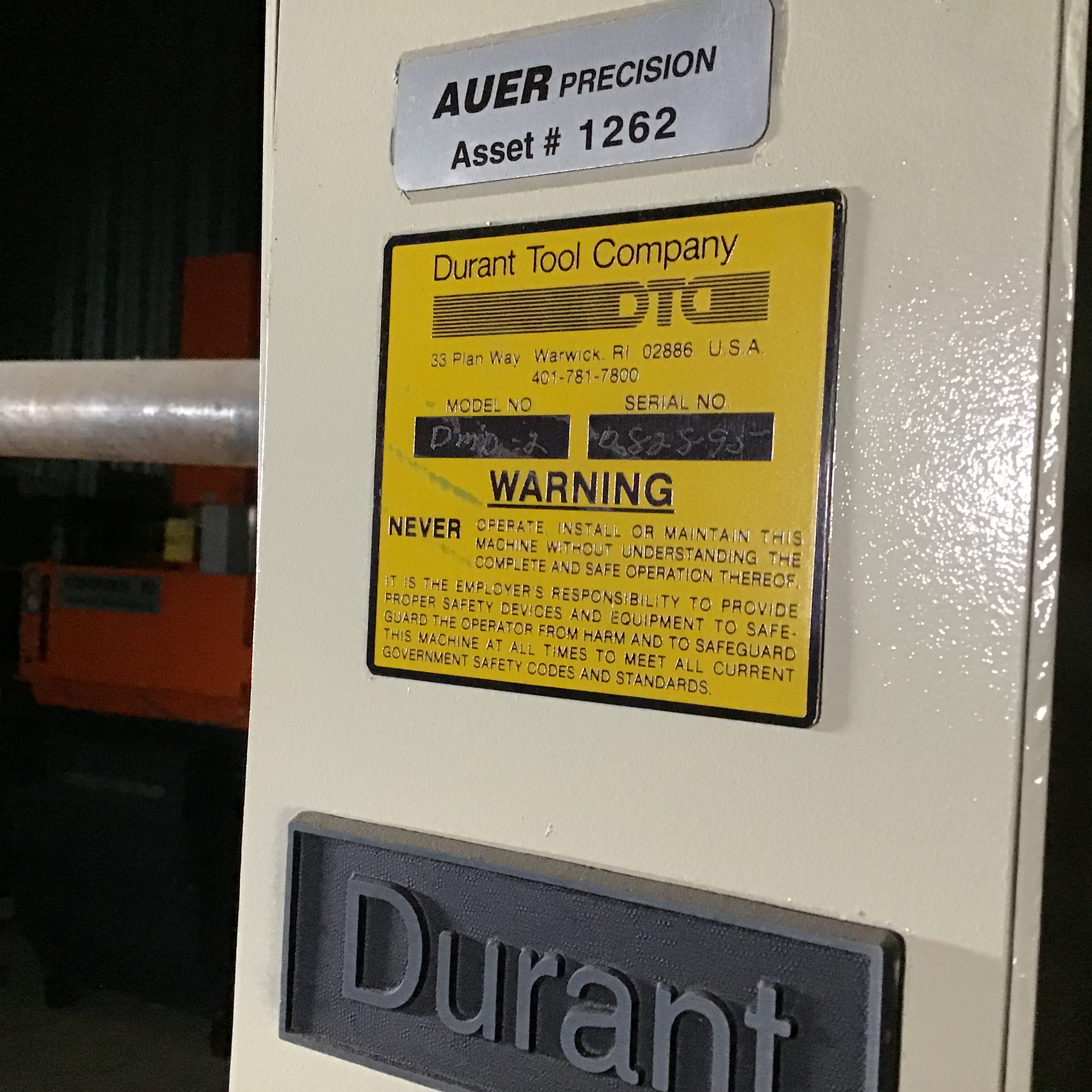 Used 600 lb. DMD-2 Durant Vertical Uncoiler
