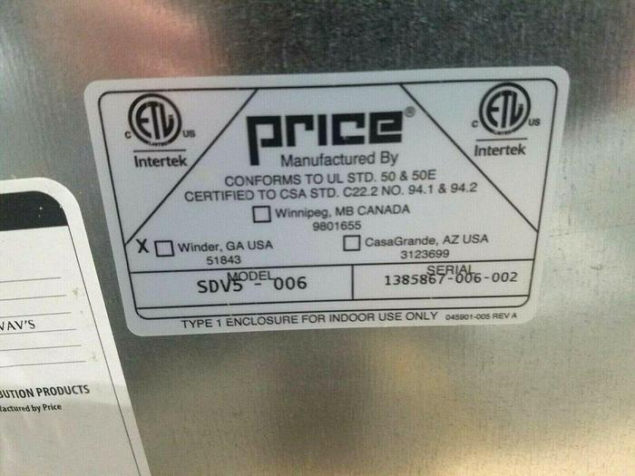 Price SDV SINGLE DUCT TERMINAL UNIT Duct Valve Damper & Hot Water Reheat